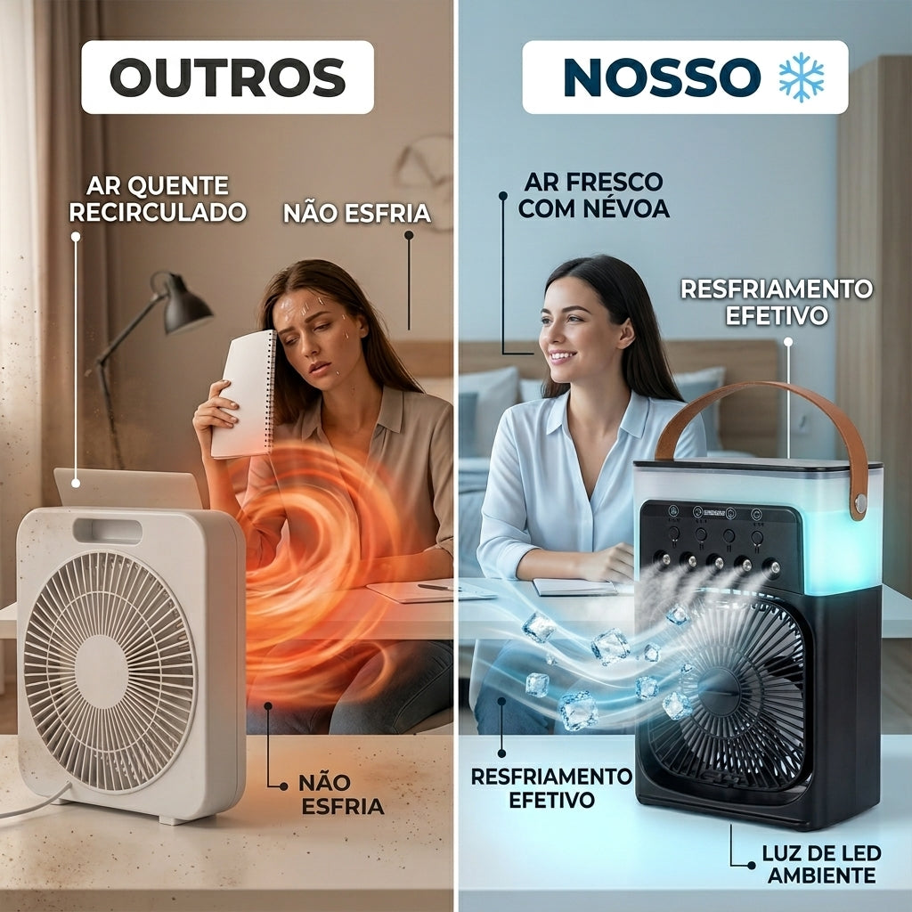 Climatizador e Ventilador Portátil LED Bivolt 10W - Preto