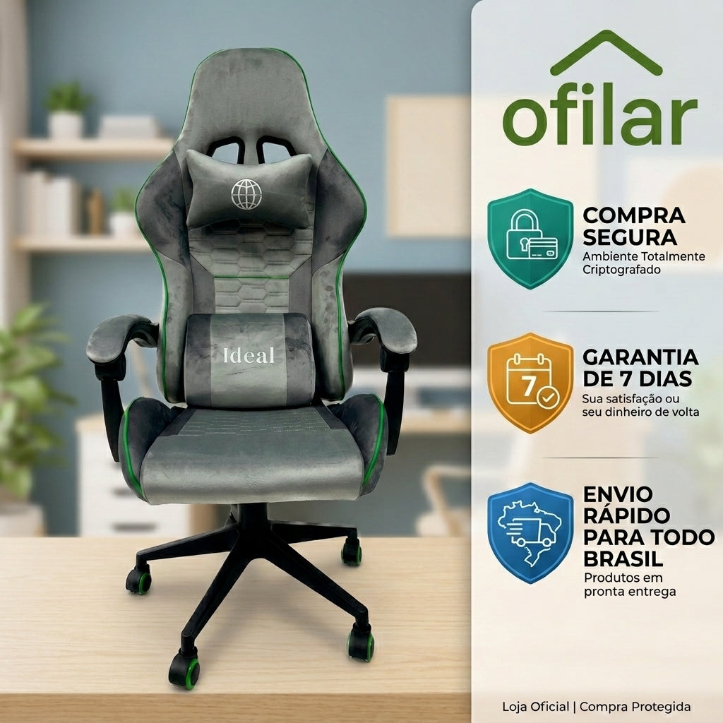 Cadeira Gamer Giratória - Cinza