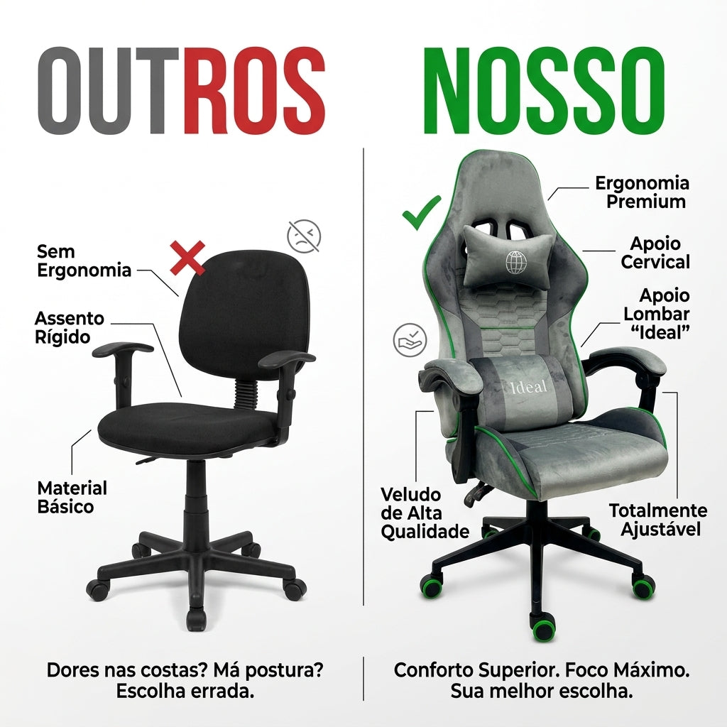 Cadeira Gamer Giratória - Cinza