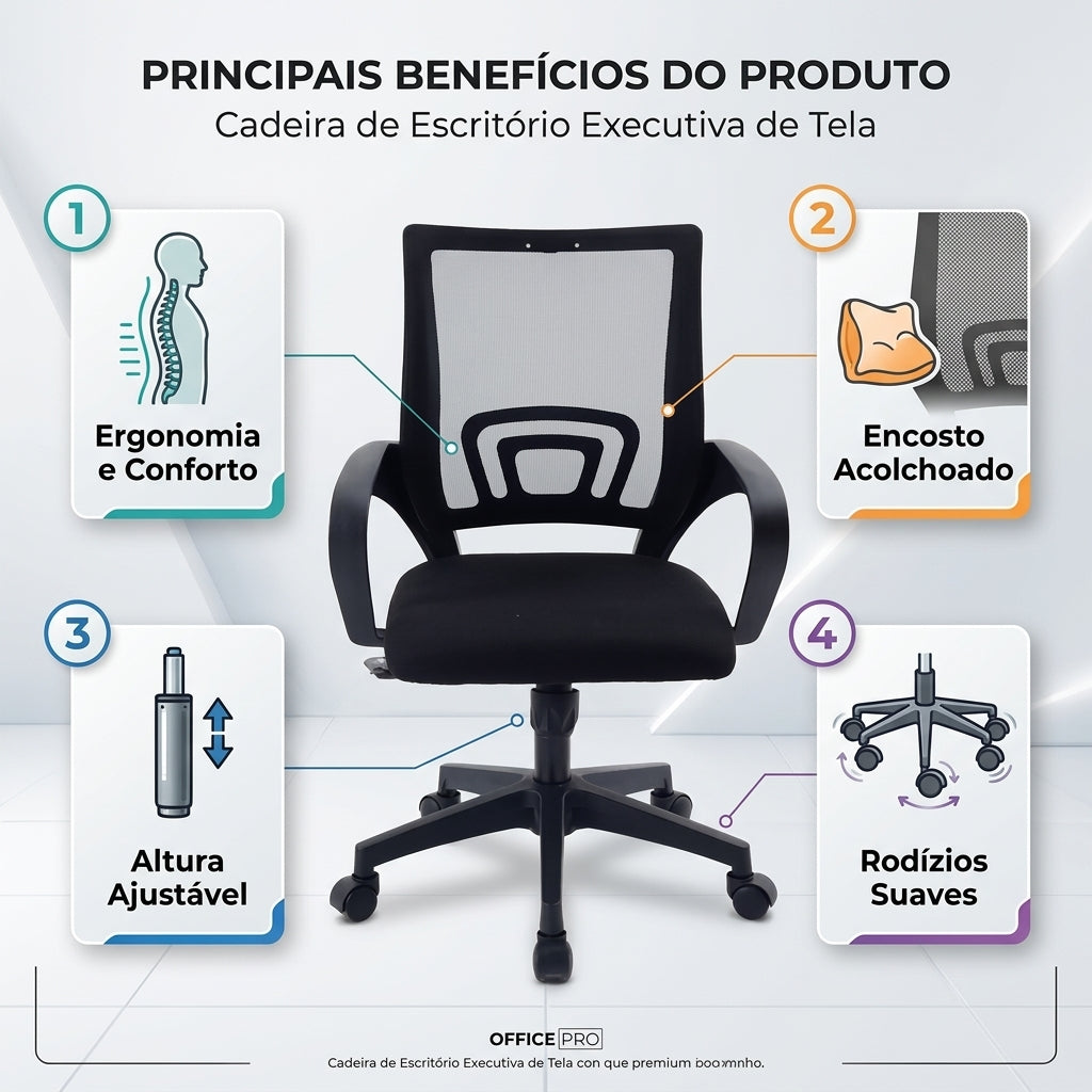 Cadeira Executiva Escritório Preta