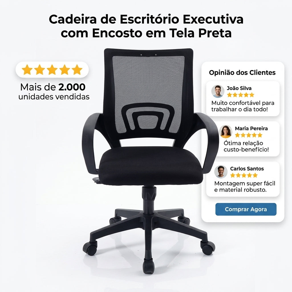 Cadeira Executiva Escritório Preta