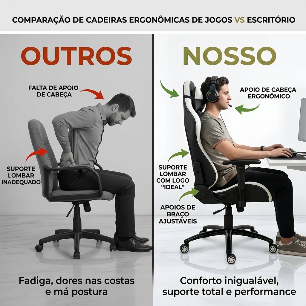 Cadeira Gamer Ergonômica - Preta