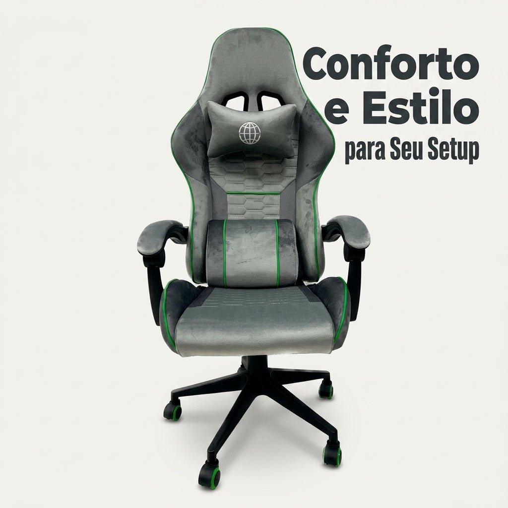 Cadeira Gamer Giratória - Cinza