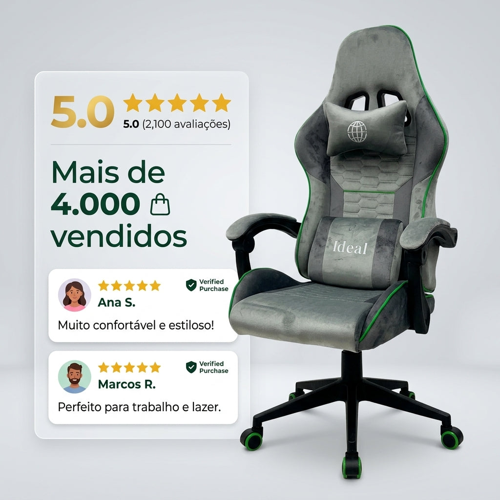 Cadeira Gamer Giratória - Cinza