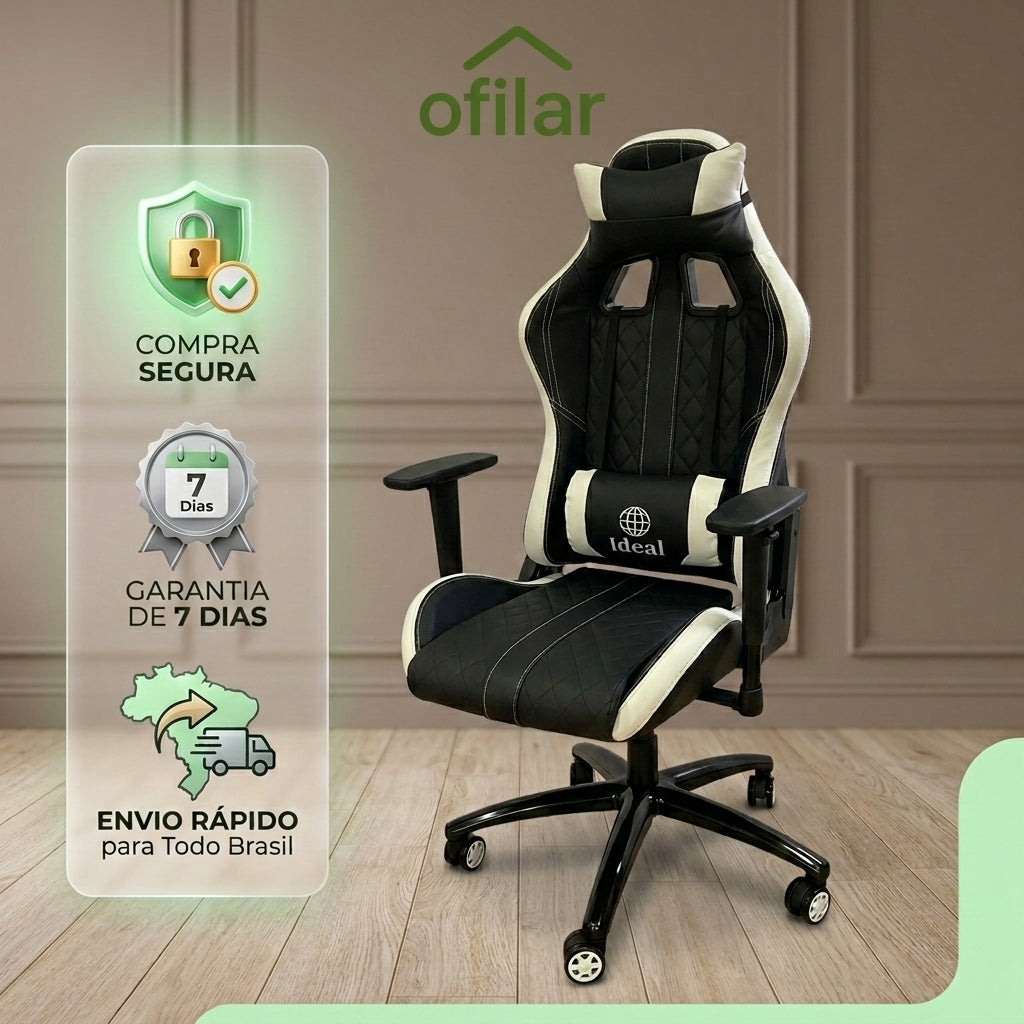 Cadeira Gamer Ergonômica - Preta