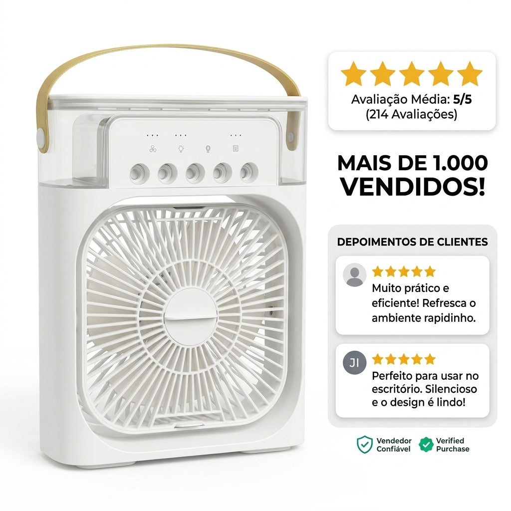 Ventilador Climatizador Portátil USB - Branco