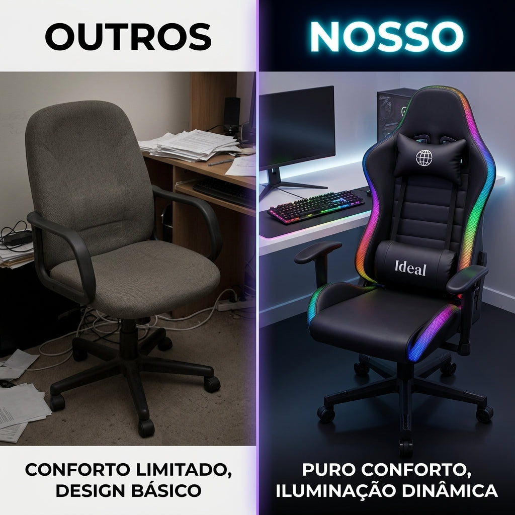 Cadeira Gamer Giratória com Luzes RGB - Sortida