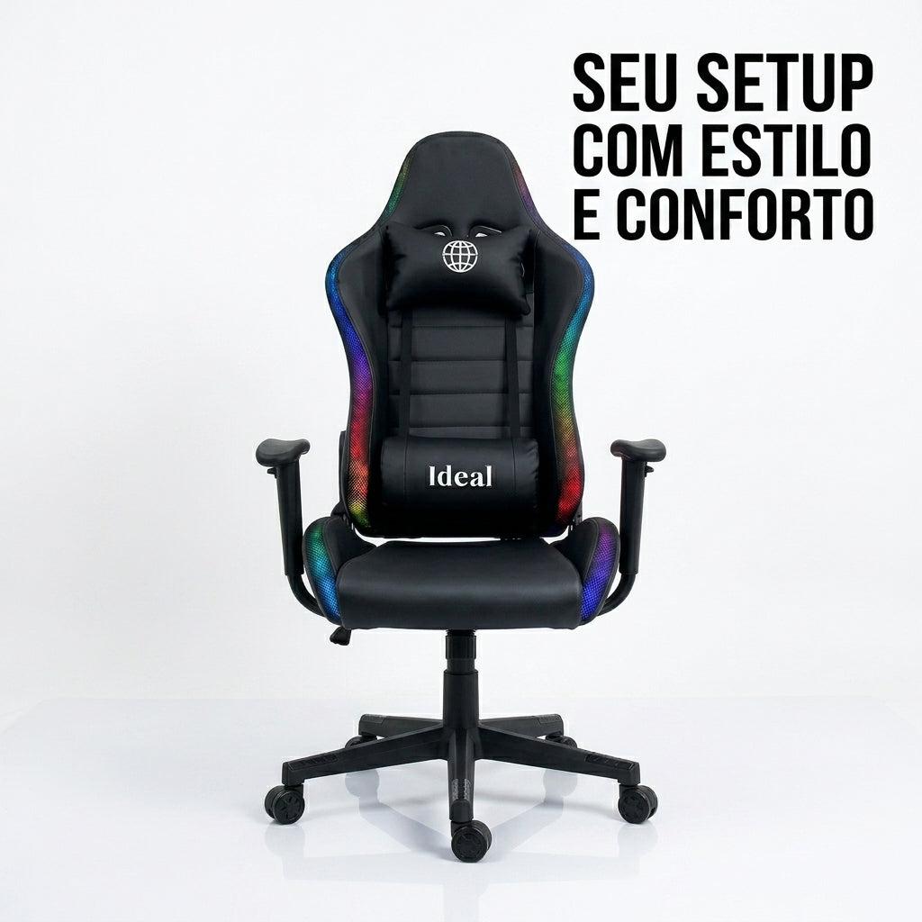Cadeira Gamer Giratória com Luzes RGB - Sortida